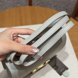 Hermes Constance 19 CM Bag Handmade In Chèvre Calfskin Leather Gold Hardware 80 Girs Perle - Image 6