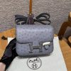 Hermes Constance 19 CM Bag Handmade In KK Ostrich Leather from South Africa Silver Hardware 82 Girs Agate
