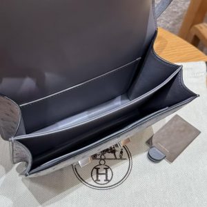 Hermes Constance 19 CM Bag Handmade In KK Ostrich Leather from South Africa Silver Hardware 82 Girs Agate - Image 18