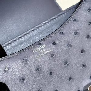 Hermes Constance 19 CM Bag Handmade In KK Ostrich Leather from South Africa Silver Hardware 82 Girs Agate - Image 16