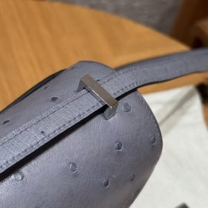 Hermes Constance 19 CM Bag Handmade In KK Ostrich Leather from South Africa Silver Hardware 82 Girs Agate - Image 15