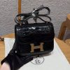 Hermes Constance 19 CM Bag Handmade In Alligator Leather from Mississippi Gold Hardware 89 Noir