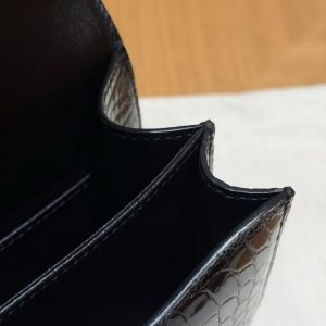 Hermes Constance 19 CM Bag Handmade In Alligator Leather from Mississippi Gold Hardware 89 Noir - Image 9