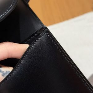 Hermes Constance 19 CM Bag Handmade In Box Calfskin Leather Silver Hardware 89 Noir - Image 10
