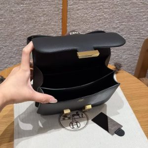 Hermes Constance 19 CM Bag Handmade In Epsom Calfskin Leather Gold Hardware 89 Noir - Image 15