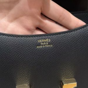 Hermes Constance 19 CM Bag Handmade In Epsom Calfskin Leather Gold Hardware 89 Noir - Image 14