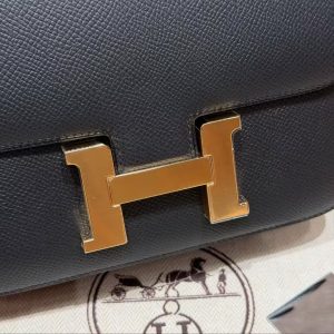 Hermes Constance 19 CM Bag Handmade In Epsom Calfskin Leather Gold Hardware 89 Noir - Image 12