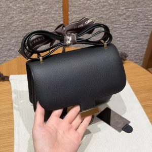 Hermes Constance 19 CM Bag Handmade In Epsom Calfskin Leather Gold Hardware 89 Noir - Image 11