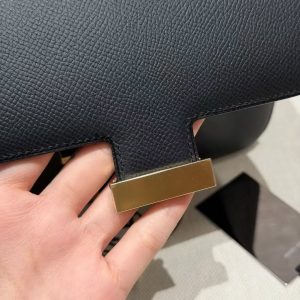 Hermes Constance 19 CM Bag Handmade In Epsom Calfskin Leather Gold Hardware 89 Noir - Image 10