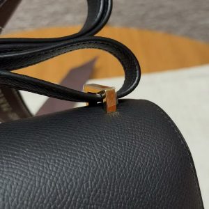 Hermes Constance 19 CM Bag Handmade In Epsom Calfskin Leather Gold Hardware 89 Noir - Image 5