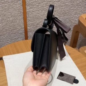 Hermes Constance 19 CM Bag Handmade In Epsom Calfskin Leather Silver Hardware 89 Noir - Image 18