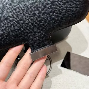 Hermes Constance 19 CM Bag Handmade In Epsom Calfskin Leather Silver Hardware 89 Noir - Image 11