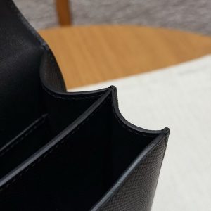 Hermes Constance 19 CM Bag Handmade In Epsom Calfskin Leather Silver Hardware 89 Noir - Image 9