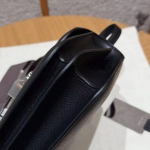 Hermes Constance 19 CM Bag Handmade In Epsom Calfskin Leather Silver Hardware 89 Noir - Image 7