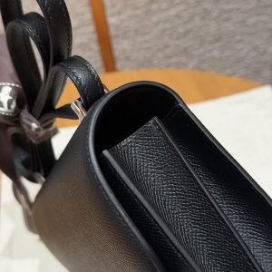Hermes Constance 19 CM Bag Handmade In Epsom Calfskin Leather Silver Hardware 89 Noir - Image 6