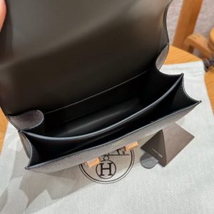 Hermes Constance 19 CM Bag Handmade In Epsom Calfskin Leather Rose Gold Hardware 8F Girs Etain - Image 14