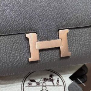 Hermes Constance 19 CM Bag Handmade In Epsom Calfskin Leather Rose Gold Hardware 8F Girs Etain - Image 6