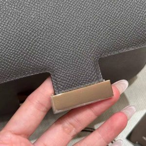 Hermes Constance 19 CM Bag Handmade In Epsom Calfskin Leather Rose Gold Hardware 8F Girs Etain - Image 5