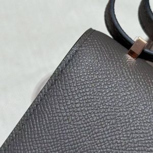 Hermes Constance 19 CM Bag Handmade In Epsom Calfskin Leather Rose Gold Hardware 8F Girs Etain - Image 3