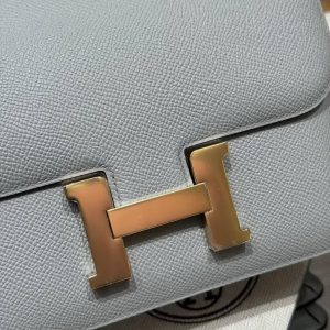 Hermes Constance 19 CM Bag Handmade In Epsom Calfskin Leather Gold Hardware 8U Blue Glacier - Image 18