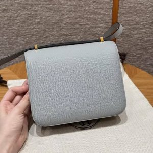 Hermes Constance 19 CM Bag Handmade In Epsom Calfskin Leather Gold Hardware 8U Blue Glacier - Image 10