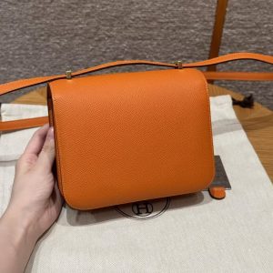 Hermes Constance 19 CM Bag 93 Orange Handmade In Epsom Calfskin Leather Gold Hardware - Image 2