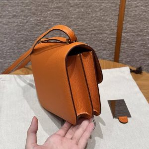 Hermes Constance 19 CM Bag 93 Orange Handmade In Epsom Calfskin Leather Gold Hardware - Image 18