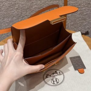 Hermes Constance 19 CM Bag 93 Orange Handmade In Epsom Calfskin Leather Gold Hardware - Image 15