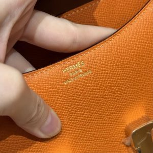 Hermes Constance 19 CM Bag 93 Orange Handmade In Epsom Calfskin Leather Gold Hardware - Image 14