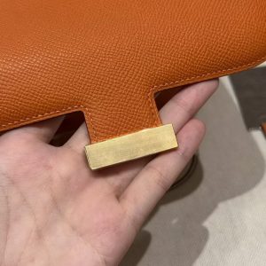 Hermes Constance 19 CM Bag 93 Orange Handmade In Epsom Calfskin Leather Gold Hardware - Image 10
