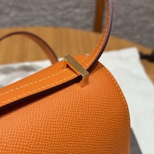 Hermes Constance 19 CM Bag 93 Orange Handmade In Epsom Calfskin Leather Gold Hardware - Image 6