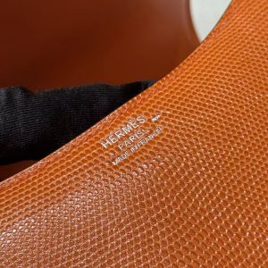 Hermes Constance 19 CM Bag Handmade In Lizard Leather from South Africa Silver Hardware 93 Orange - Image 15