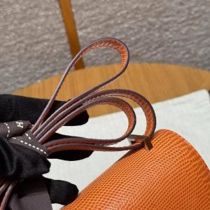 Hermes Constance 19 CM Bag Handmade In Lizard Leather from South Africa Silver Hardware 93 Orange - Image 9