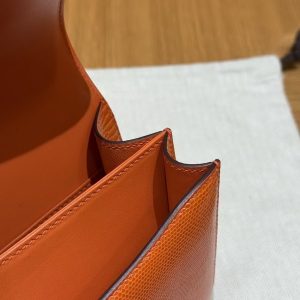 Hermes Constance 19 CM Bag Handmade In Lizard Leather from South Africa Silver Hardware 93 Orange - Image 6