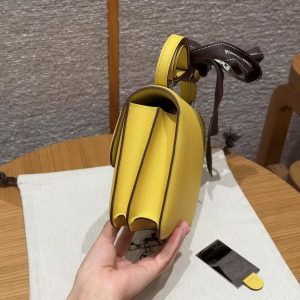 Hermes Constance 19 CM Bag Handmade In Epsom Calfskin Leather Silver Hardware 9O Jaune Naples - Image 20