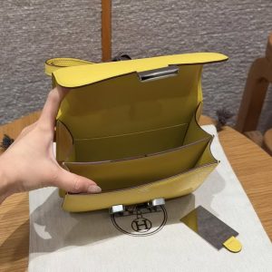 Hermes Constance 19 CM Bag Handmade In Epsom Calfskin Leather Silver Hardware 9O Jaune Naples - Image 18