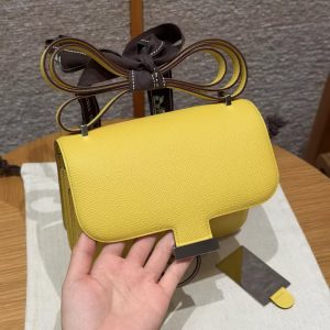 Hermes Constance 19 CM Bag Handmade In Epsom Calfskin Leather Silver Hardware 9O Jaune Naples - Image 13
