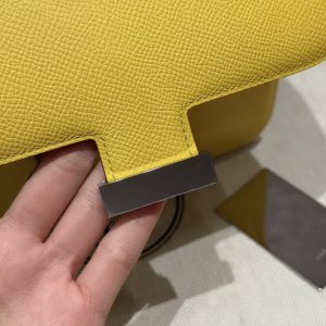Hermes Constance 19 CM Bag Handmade In Epsom Calfskin Leather Silver Hardware 9O Jaune Naples - Image 12