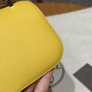 Hermes Constance 19 CM Bag Handmade In Epsom Calfskin Leather Silver Hardware 9O Jaune Naples - Image 11