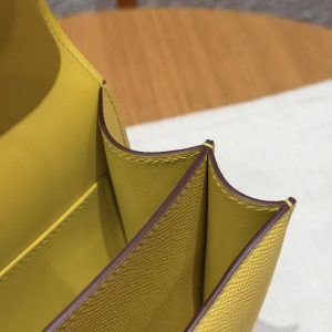 Hermes Constance 19 CM Bag Handmade In Epsom Calfskin Leather Silver Hardware 9O Jaune Naples - Image 9