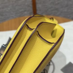 Hermes Constance 19 CM Bag Handmade In Epsom Calfskin Leather Silver Hardware 9O Jaune Naples - Image 8