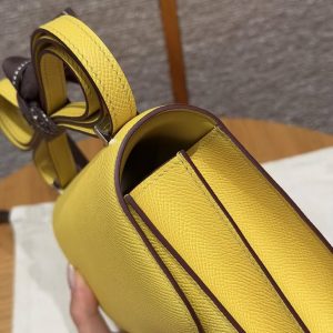 Hermes Constance 19 CM Bag Handmade In Epsom Calfskin Leather Silver Hardware 9O Jaune Naples - Image 7