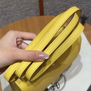 Hermes Constance 19 CM Bag Handmade In Epsom Calfskin Leather Silver Hardware 9O Jaune Naples - Image 6