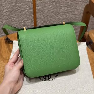 Hermes Constance 19 CM Bag Handmade In Epsom Calfskin Leather Gold Hardware A8 Vert Yucca - Image 2