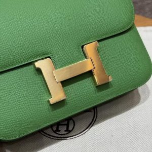 Hermes Constance 19 CM Bag Handmade In Epsom Calfskin Leather Gold Hardware A8 Vert Yucca - Image 12