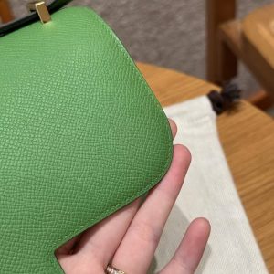 Hermes Constance 19 CM Bag Handmade In Epsom Calfskin Leather Gold Hardware A8 Vert Yucca - Image 11