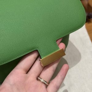 Hermes Constance 19 CM Bag Handmade In Epsom Calfskin Leather Gold Hardware A8 Vert Yucca - Image 10