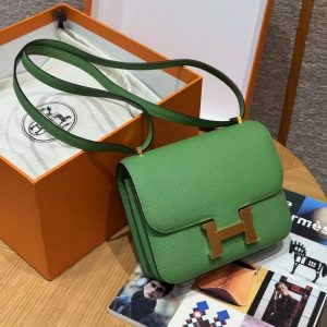 Hermes Constance 19 CM Bag Handmade In Epsom Calfskin Leather Gold Hardware A8 Vert Yucca - Image 4