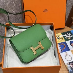 Hermes Constance 19 CM Bag Handmade In Epsom Calfskin Leather Gold Hardware A8 Vert Yucca - Image 3