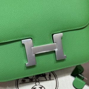 Hermes Constance 19 CM Bag Handmade In Epsom Calfskin Leather Silver Hardware A8 Vert Yucca - Image 15